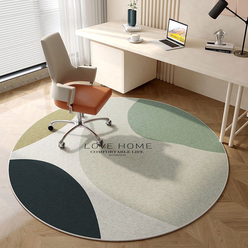 Home Office Cozy - Tapete Redondo Moderno Abstrato de Flanela