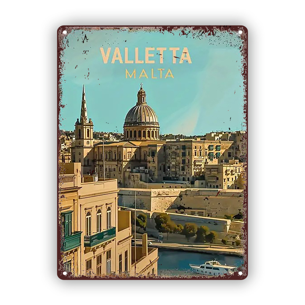 Home Office Icon - Placa de Metal Vintage com Paisagem