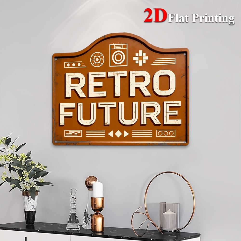Placa de metal futurista vinta - Home Office Icon avaliação e preço