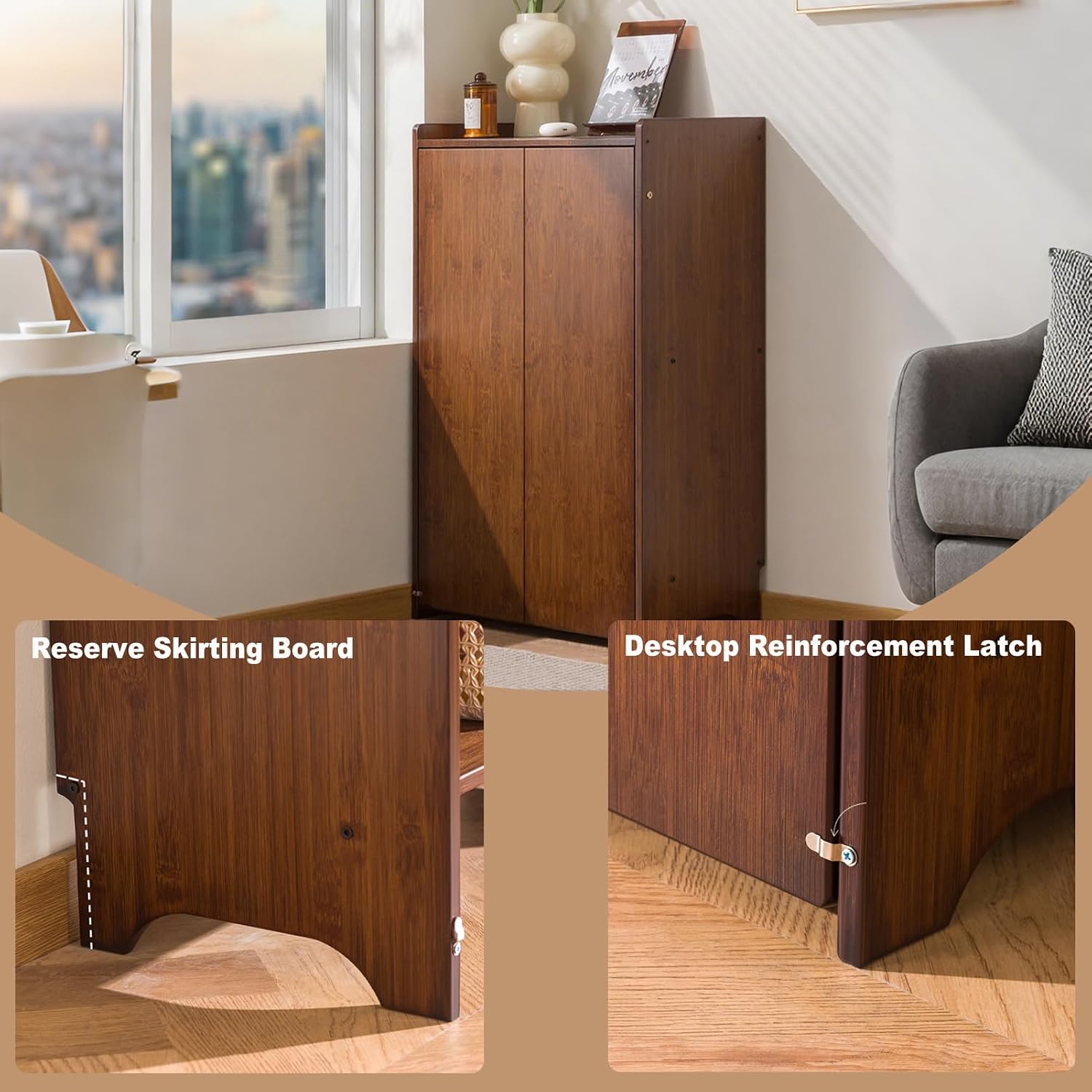 Mesa Dobrável de Bambu com Pra - Home Office Hideaway Desk avaliação e preço